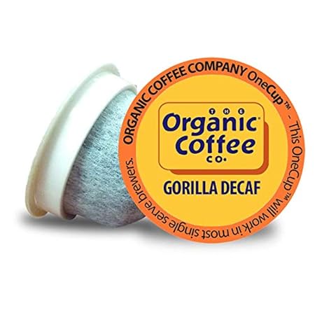 The Organic Coffee Co. Compostable Coffee Pods - Gorilla Decaf (80 Ct) K Cup Compatible including Keurig 2.0, Medium Roast, Swiss Water Processed, USDA Organic