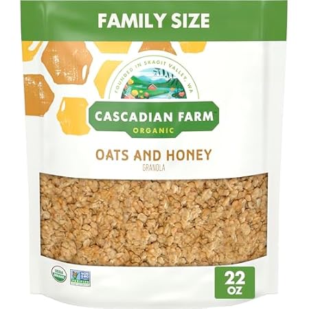 Cascadian Farm Organic Granola, Oats and Honey Cereal, Resealable Pouch, Family Size, 22 oz