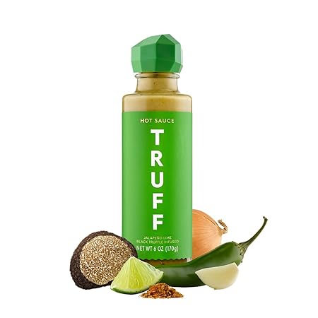 TRUFF Jalapeño Lime Hot Sauce, Gourmet Hot Sauce with Black Winter Truffles, Green Jalapeño Peppers, Black Truffle Oil, Unique Flavor Experience in a Bottle, 6 oz.