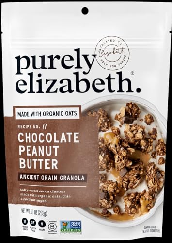 Purely Elizabeth Granola Peanut Butter Collagen Keto Granola, Made with Nuts and Seeds, Grain-Free, Gluten-Free, Non-GMO (8oz Bag)