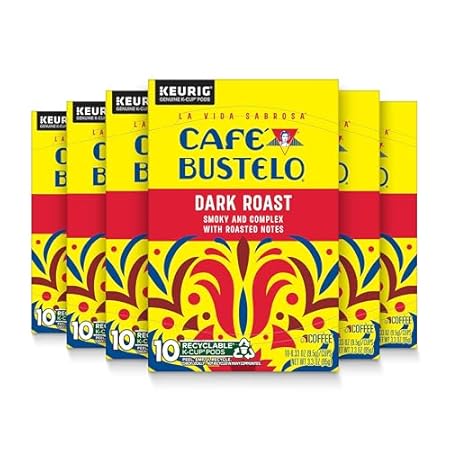 Café Bustelo Dark Roast Coffee, 10 Ct. K-Cup pods (Pack of 6)