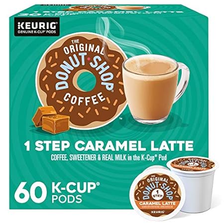The Original Donut Shop Caramel Latte, Keurig Single Serve K Cup Pods, Flavored Coffee, Caramel Latte, 10 Count - Pack of 6