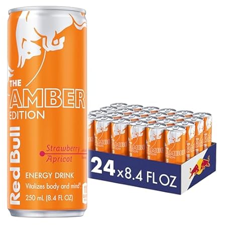 Red Bull Amber Edition Strawberry Apricot Energy Drink, 8.4 Fl Oz, 24 Cans
