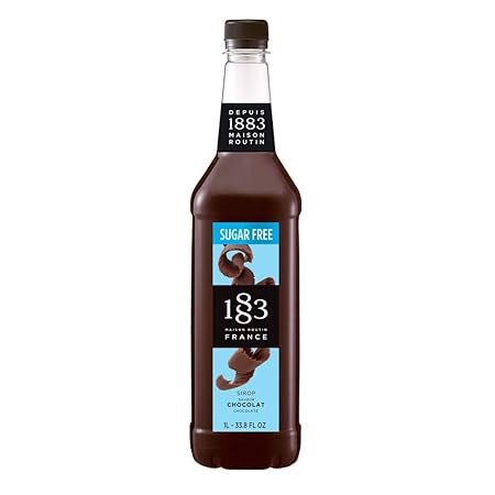 1883 Coffee Syrup, Sugar Free Chocolate Syrup for Drinks, Made in France, 1 Liter Plastic Bottle
