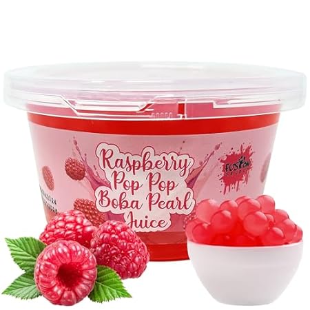 Fusion Select Raspberry Popping Boba Pearls Bursting Boba For Fruit Tea Dessert Toppings 450 Grams