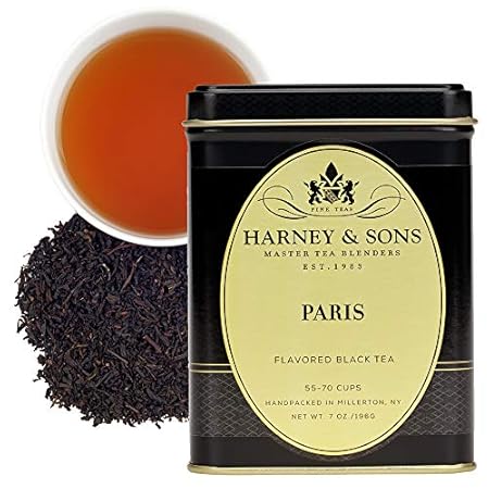 Harney & Sons Paris Black Tea | 7 oz Tin Loose Leaf | Fruity Vanilla & Caramel Blend with Hint of Lemony Bergamot