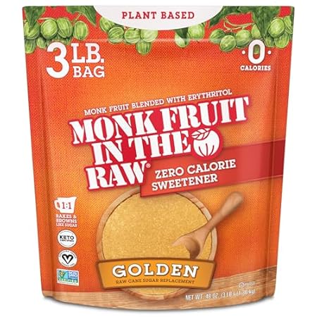 MONK FRUIT IN THE RAW, Golden 48 oz Baker's Bag, Pack of 1, Natural Monk Fruit Sweetener w/Erythritol, Sugar-Free