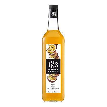 1883 Passion Fruit Syrup for Drinks, Made in France, 1 Liter Glass Bottle