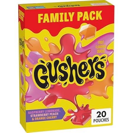 Gushers Fruit Flavored Snacks, Raspberry Lemonade, Strawberry Peach, Orange Cherry, 20 Pouches, Family Pack, 16 oz