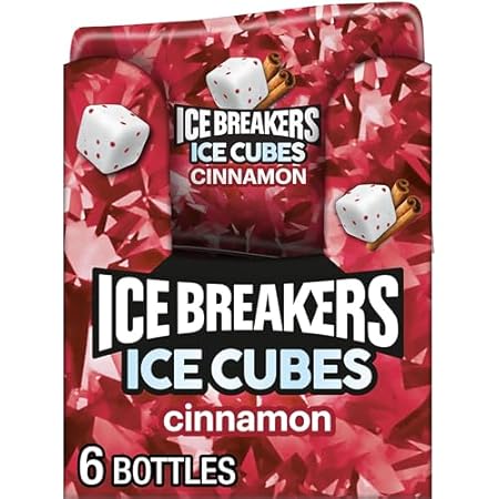 ICE BREAKERS Ice Cubes Cinnamon Flavored Sugar Free Chewing Gum Bottles, 3.24 oz (6 Count, 40 Pieces)