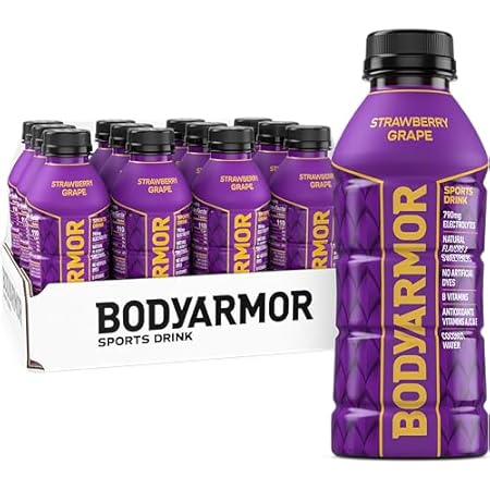 BODYARMOR Sports Drink Sports Beverage, Strawberry Grape, Coconut Water Hydration, Natural Flavors With Vitamins, Potassium-Packed Electrolytes, Perfect For Athletes, 16 Fl Oz (Pack of 12)