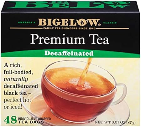 Bigelow 48 Count Premium Decaffeinated Blend Black Tea (Case of 6), Total 288 Tea Bags, Contains Individually Wrapped Tea Bags, Decaf Tea