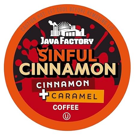 Java Factory Coffee Pods Cinnamon Flavored Coffee Compatible with K Cup Brewers Including 2.0, Sinful Cinnamon, 40 Count