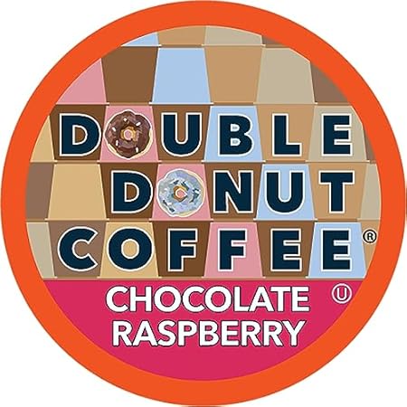 Double Donut Flavored Coffee Pods, Chocolate Raspberry Coffee, Single Serve Medium Roast Coffee for Keurig K Cups Brewers, 24 Count