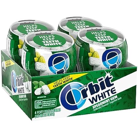 ORBIT Gum Sugar-Free - ORBIT White Spearmint Chewing Gum, 40 Count (Pack of 4) Bulk Box