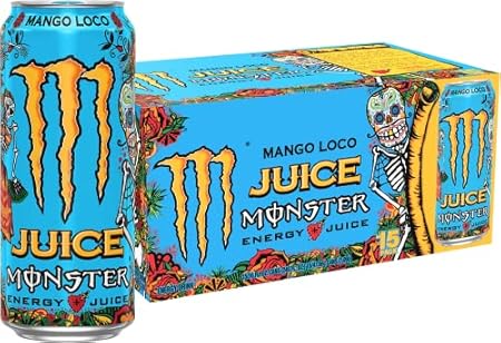 Monster Energy Juice Monster Mango Loco, Energy + Juice, Energy Drink, 16 Ounce (Pack of 15)