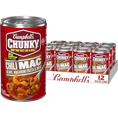 Campbell’s Chunky Chili Mac Soup, 18.8 oz Can (12 Pack)