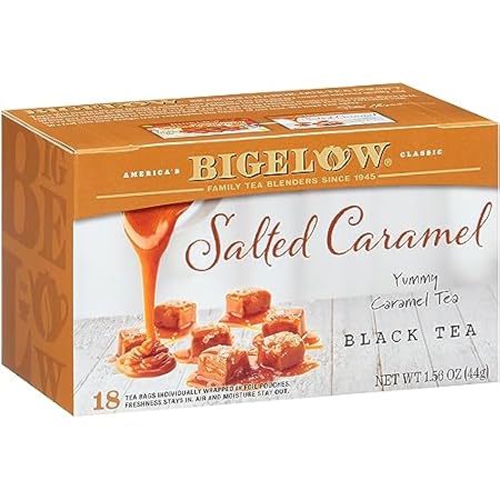 Bigelow Tea Salted Caramel Black Tea, Caffeinated Tea with Caramel and Salt, Holiday and Christmas Tea, 18 Count Box (Pack of 6), 108 Total Tea Bags
