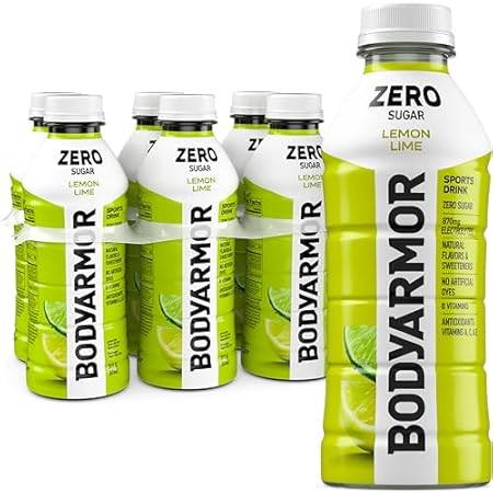 BODYARMOR ZERO Sugar Lemon Lime, Sugar Free Sports Drink - Low-Calorie Hydration - Natural Flavors with Potassium Packed Electrolytes, Antioxidants, and B-vitamins, 20 fl oz (pack of 6)