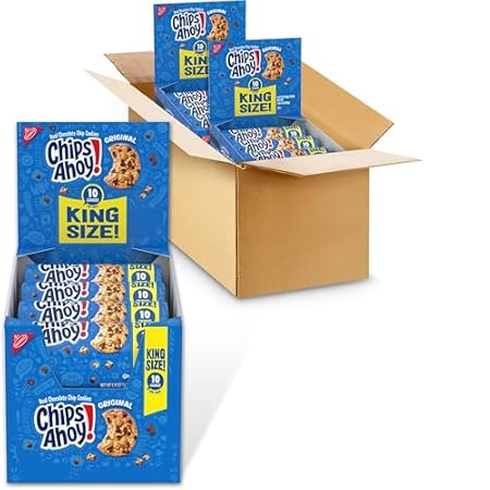 CHIPS AHOY! Original Chocolate Chip Cookies, 16 King Size Snack Packs (10 Cookies Per Pack, 2 Boxes)