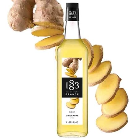 1883 Ginger Syrup for Drinks, Made in France, 1 Liter Glass Bottle