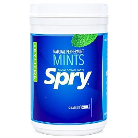 Spry Xylitol Peppermint Sugar Free Candy - Promote Oral Health, Increase Saliva Production, Stop Bad Breath, Non-GMO, Gluten-Free, 1200 Count (Pack of 1)