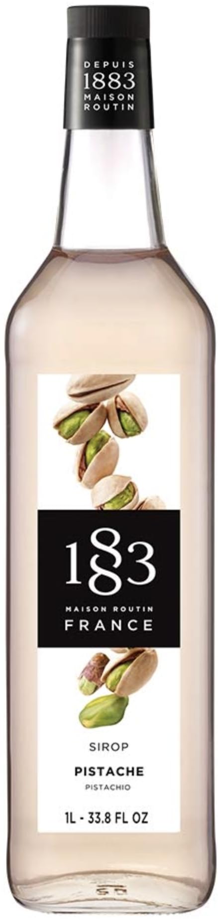 1883 Coffee Syrup, Pistachio Syrup for Drinks, Made in France, 1 Liter Glass Bottle