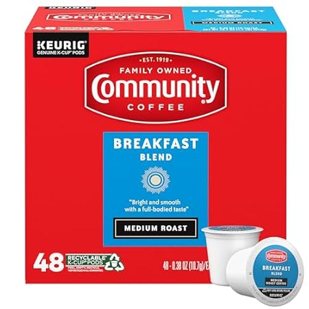 Community Coffee Breakfast Blend Medium Roast Single-Serve Keurig K-Cup Pods 48 Count (Pack of 1)