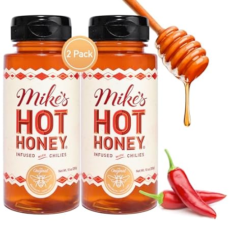 Mike's Hot Honey, America's #1 Brand of Hot Honey, Spicy Honey Infused with Chili Peppers, Certified Kosher, Gluten-Free, Paleo-Friendly, Sweet Heat, Perfect for Hot Sauce Lovers (10oz Bottle, 2 Pack)