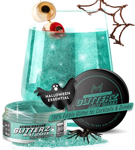 MONÉGASQUE Mint Green Edible Glitter for Drinks 10g – Edible Glitter for Cakes & Cocktails – Green Food Coloring Spray for Cake Decorations – Halloween Cocktail Drink Shimmer Powder – Cake Sprinkles