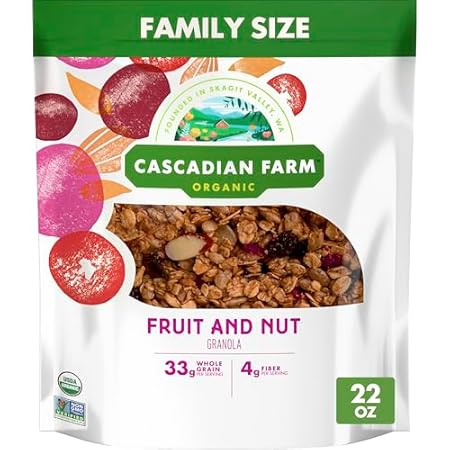 Cascadian Farm Organic Granola, Fruit and Nut Cereal, Resealable Pouch, Family Size, 22 oz