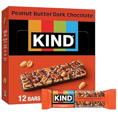 KIND Nut Bars, Peanut Butter Dark Chocolate, Healthy Snacks, Gluten Free, 8g Protein, 12 Count
