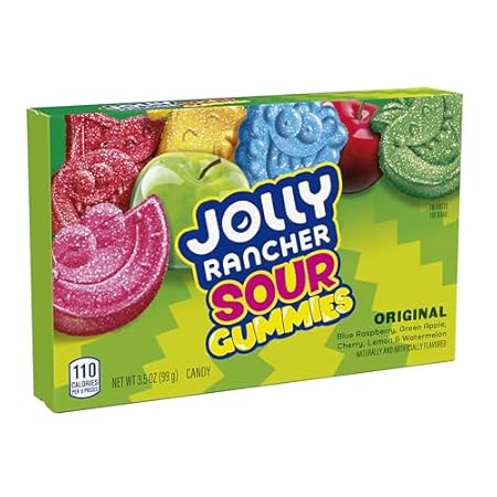 JOLLY RANCHER Sour Gummies Assorted Fruit Flavored Candy Box, 3.5 oz