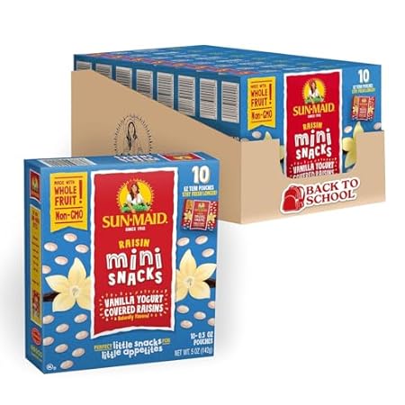 Sun-Maid Vanilla Yogurt Coated Raisins - (80 Pack) 0.5 oz Mini Snack-Size Box - Yogurt Covered Dried Fruit Snack for Lunches and Snacks