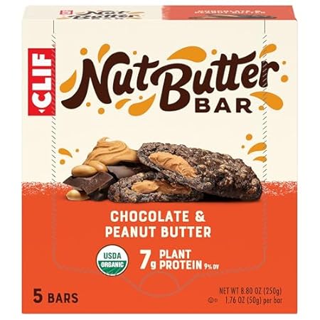 CLIF Nut Butter Bar - Chocolate Peanut Butter - Filled Energy Bars - Non-GMO - USDA Organic - Plant-Based - Low Glycemic - 1.76 oz. (5 Pack)