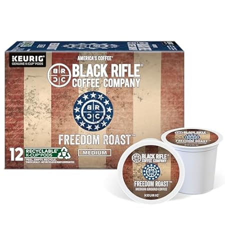 Black Rifle Coffee Company Freedom Blend, 12 Count, Medium Roast K Cups - Single Serve K Cups Coffee Pods - Kcup Pods Compatible with Keurig 1.0 & 2.0 - Made from Arabica Beans