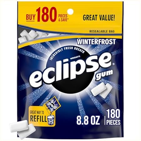 ECLIPSE Winterfrost Chewing Gum Sugar Free, Chewing Gum Bulk Pack, 8.8-Ounce (180 Piece Bag)