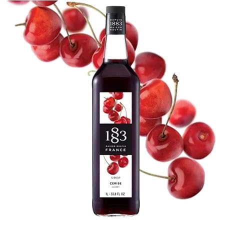 1883 Cherry Syrup for Drinks, Made in France, 1 Liter Plastic Bottle
