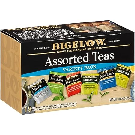 Bigelow Tea Collection Black & Green Teabags Box, Caffeinated, Packaging & Flavor Assortment May Vary, Assorted, 18 Count, Pack of 6