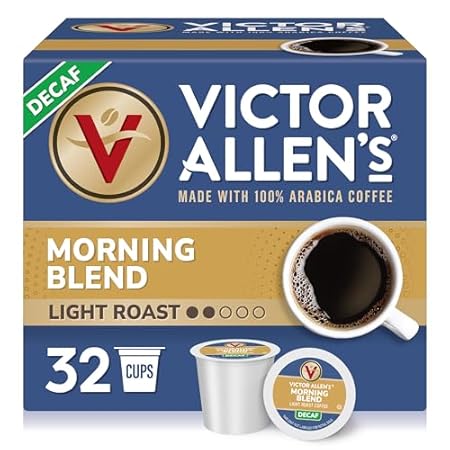 Victor Allen's Coffee Decaf Morning Blend, Light Roast, 32 Count, Single Serve Coffee Pods for Keurig K-Cup Brewers