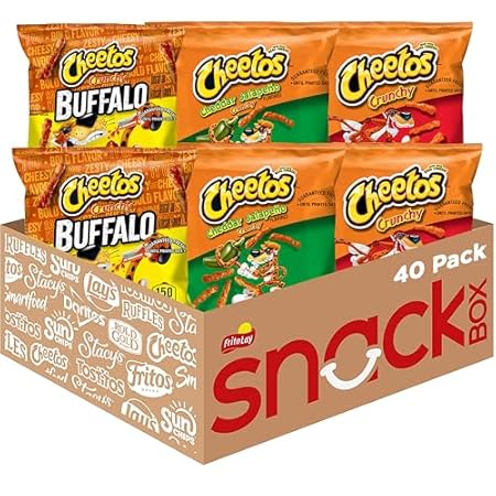 Cheetos Cheese Flavored Snacks, Cheesy & Spicy Favorites with Crunchy, Buffalo, and Cheddar Jalapeno Variety Pack, 1 Ounce (Pack of 40)