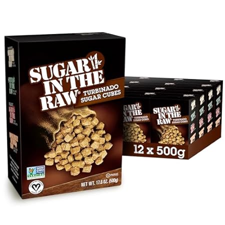 Sugar In The Raw Granulated Turbinado Cane Sugar Cubes, No Added Flavors or erythritol, Pure Natural Sweetener, Hot & Cold Drinks, Coffee, Vegan, Gluten-Free, Non-GMO, 25 Counts (12-Pack)
