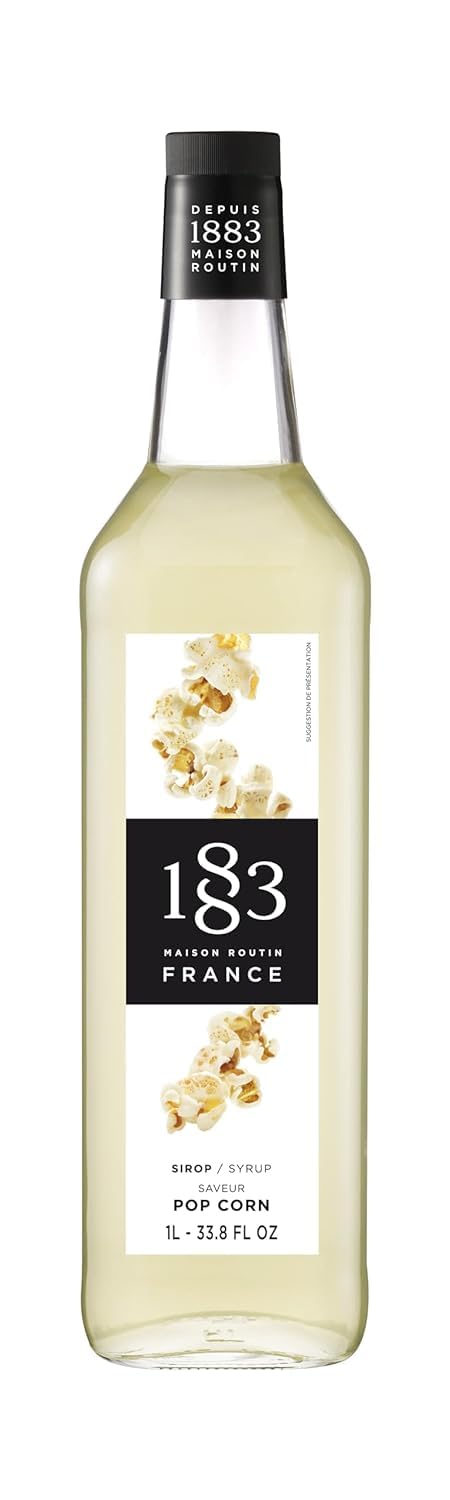 1883 Popcorn Syrup for Drinks, Made in France, 1 Liter Glass Bottle