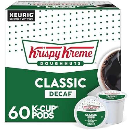 Krispy Kreme Classic Decaf Keurig Single-Serve K-Cup Pods, Light Roast Coffee, 60 Count (6 Packs of 10)