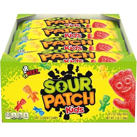 SOUR PATCH KIDS Soft & Chewy Candy, Bulk Candy, 24 - 2 oz Bags