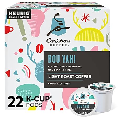Caribou Coffee Bou-Yah, Keurig Single Serve K-Cup Pods, 22 Count