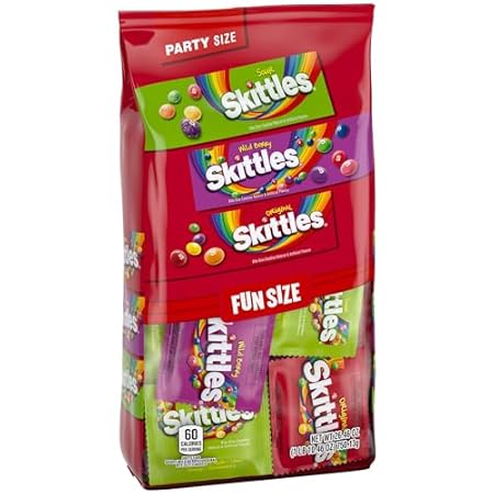 SKITTLES Original, Wild Berry & Sour Halloween Candy Mix Bulk Chewy Fruit Candy for Trick or Treat, Halloween Party and More, 26.46 Oz