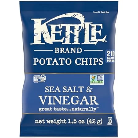 Kettle Brand Potato Chips, Sea Salt & Vinegar Kettle Chips, Snack Bag, 1.5 Oz (Pack of 24)