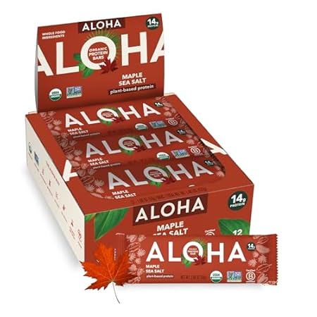 Aloha Organic Maple Sea Salt Protein Bar, 12 ct