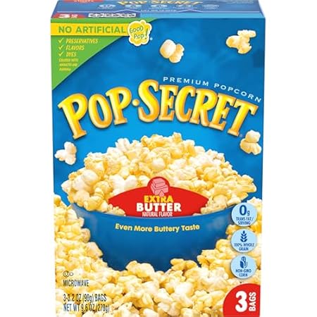 Pop Secret Microwave Popcorn, Extra Butter Flavor, 3.2 Oz Sharing Bags, 3 Ct
